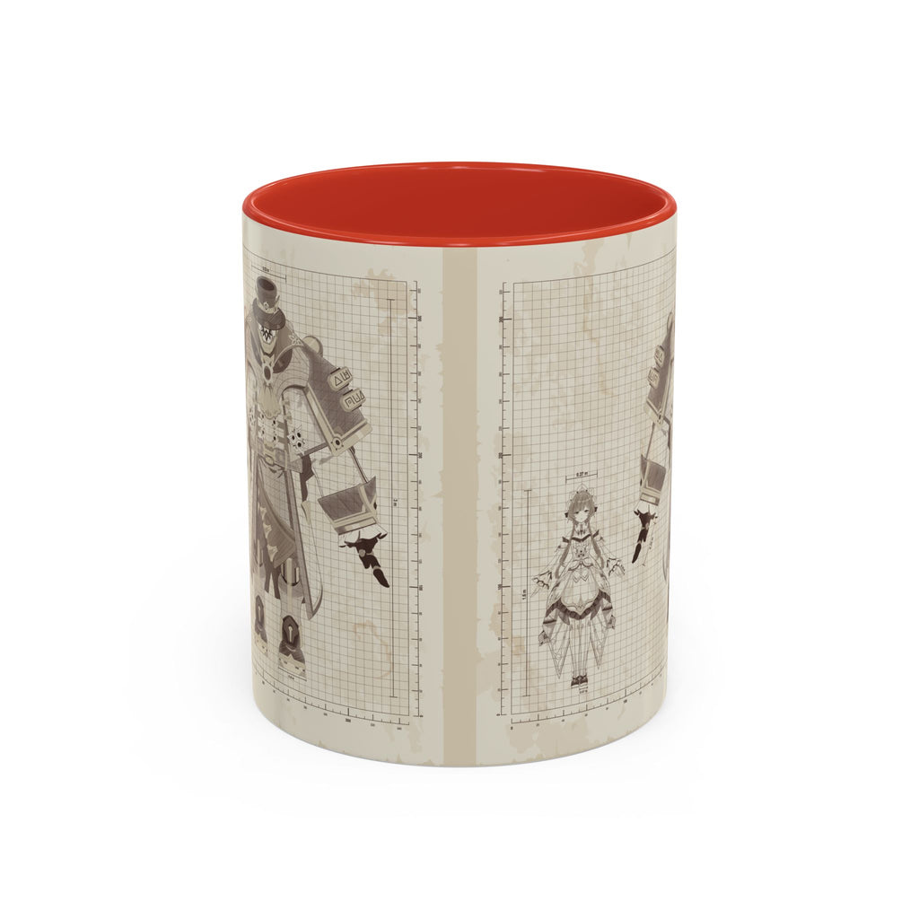 Sandrone & Pulonia Beige Blueprint Accent Coffee Mug