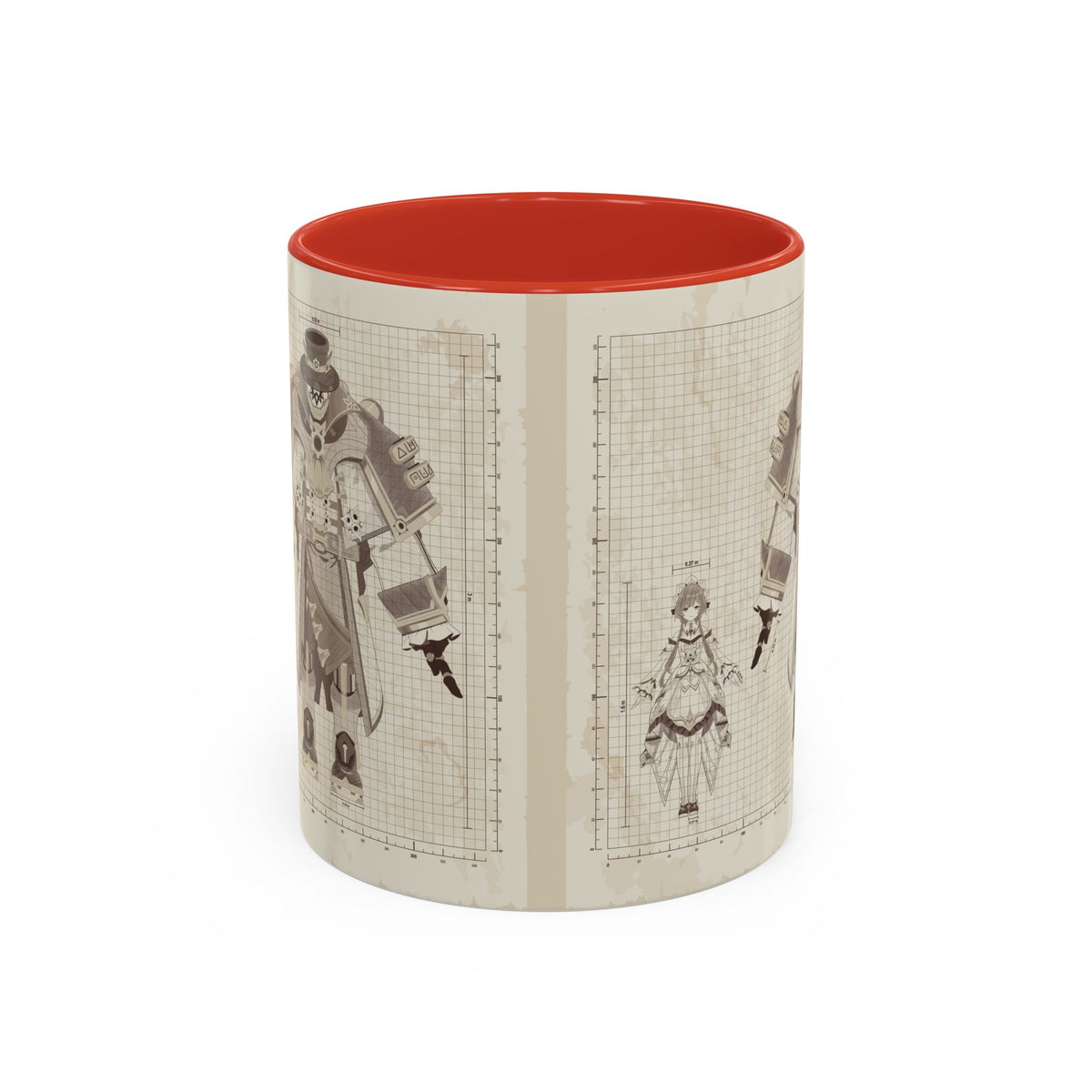 Sandrone & Pulonia Beige Blueprint Accent Coffee Mug
