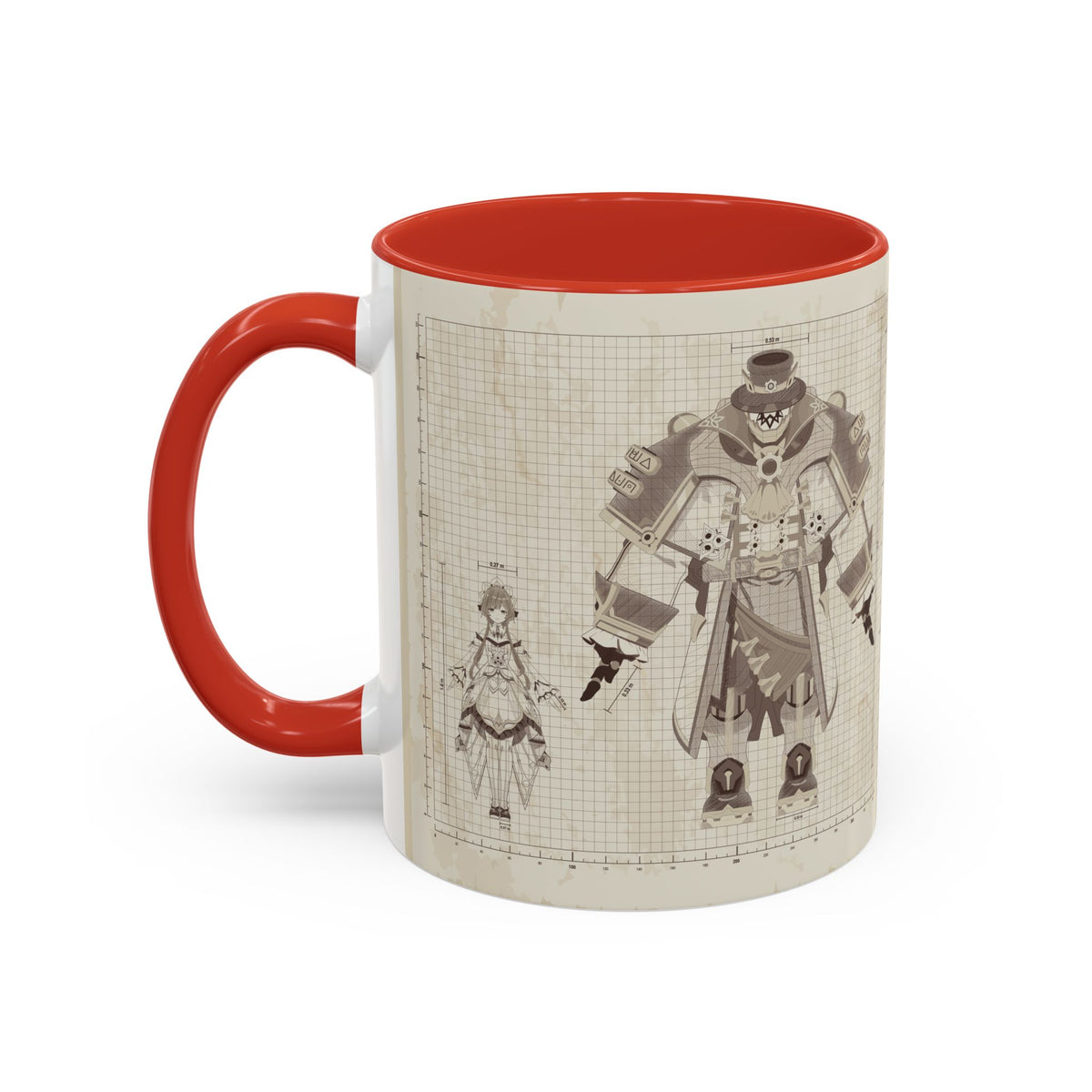 Sandrone & Pulonia Beige Blueprint Accent Coffee Mug