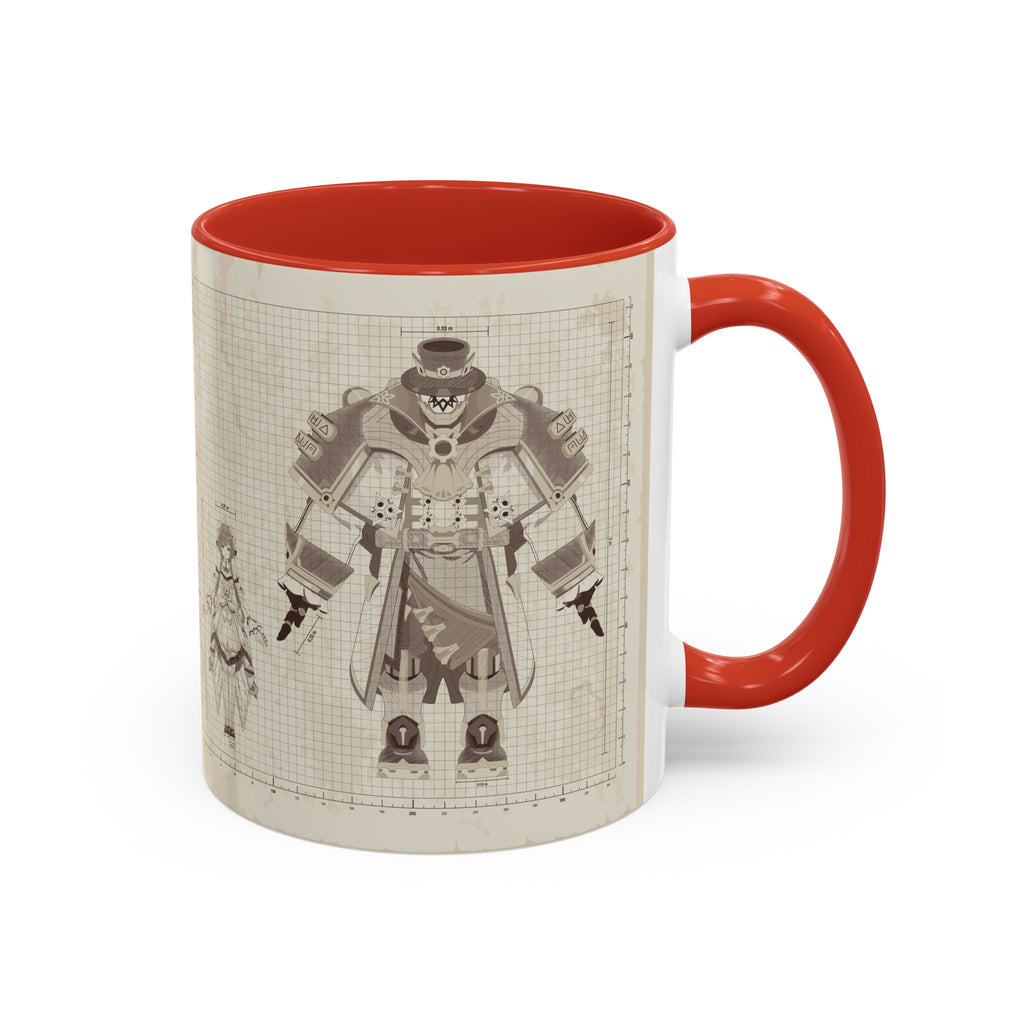 Sandrone & Pulonia Beige Blueprint Accent Coffee Mug