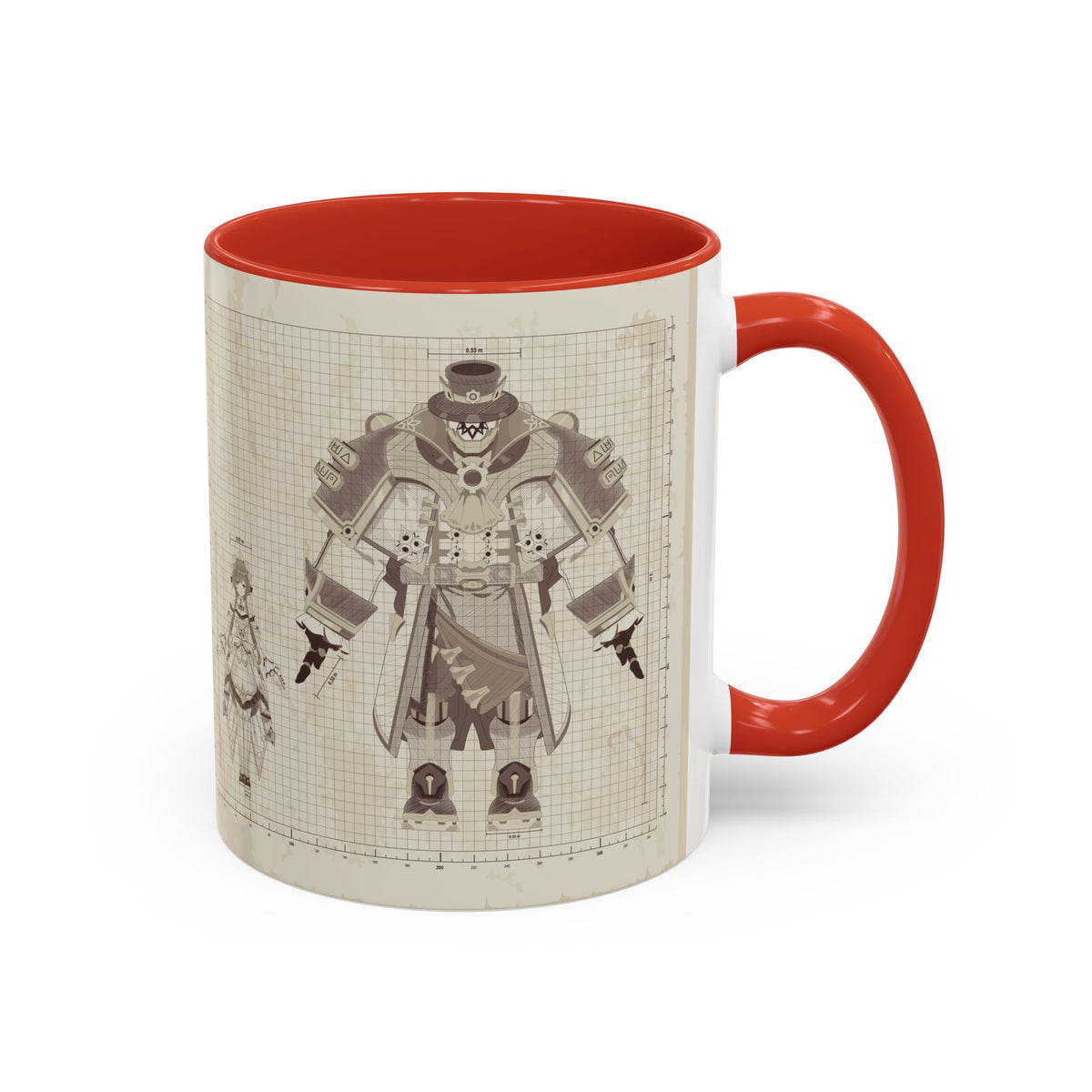 Sandrone & Pulonia Beige Blueprint Accent Coffee Mug