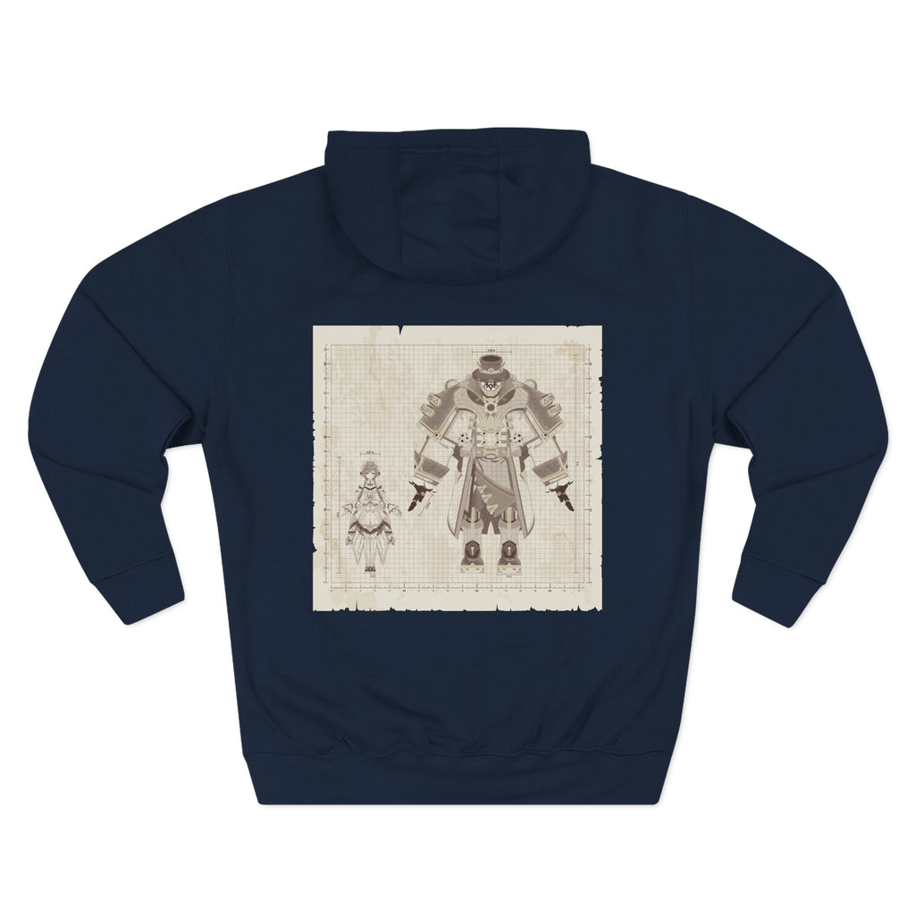 Sandrone & Pulonia Beige Blueprint Unisex Fleece Hoodie