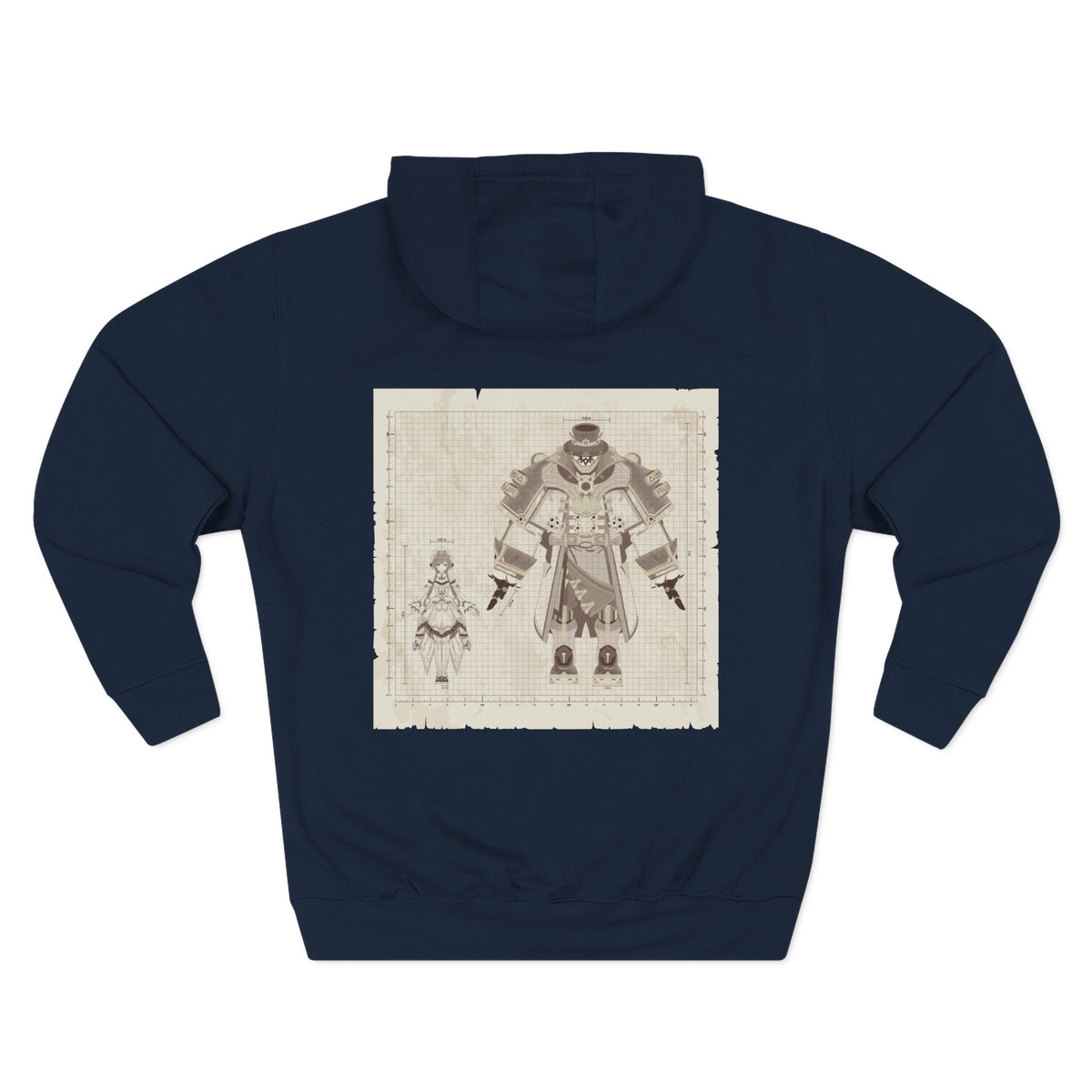 Sandrone & Pulonia Beige Blueprint Unisex Fleece Hoodie